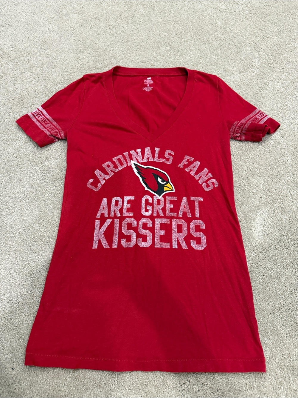 PINK Victoria's Secret Red Cardinals Fans Graphic V‑Neck Tee